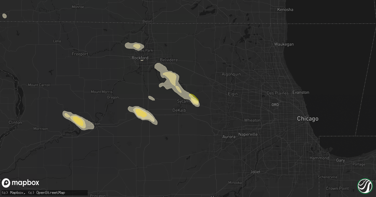 Hail map in Sycamore, IL on August 21, 2026