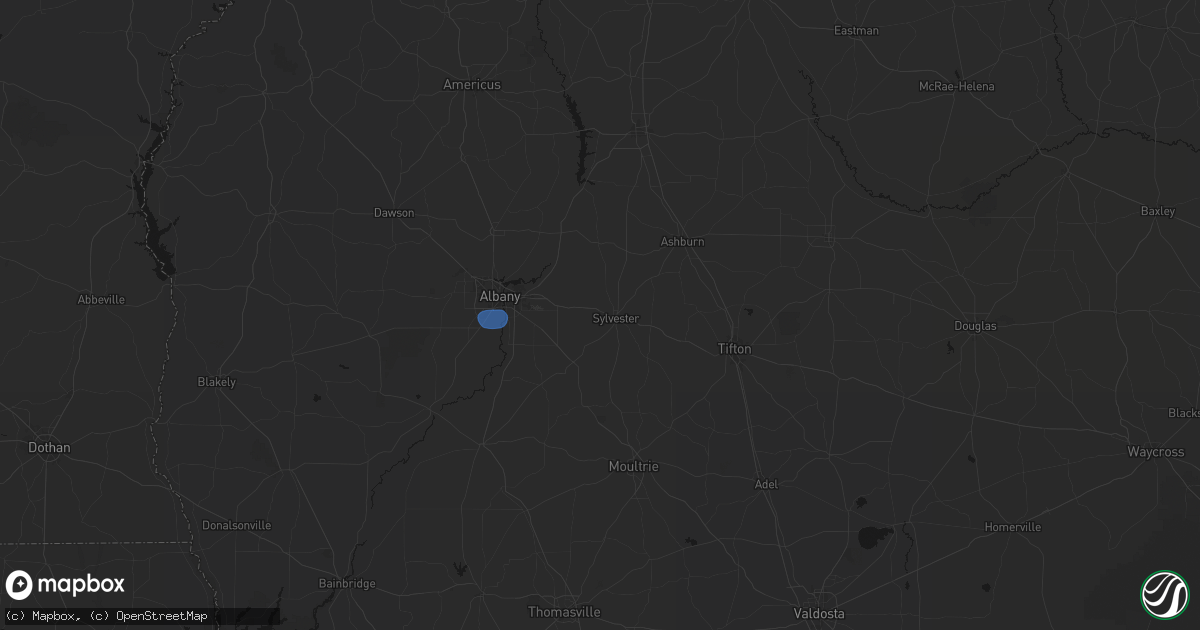 Hail map in Sylvester, GA on August 21, 2026