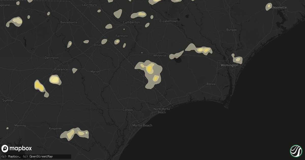Hail map in Tabor City, NC on August 21, 2026