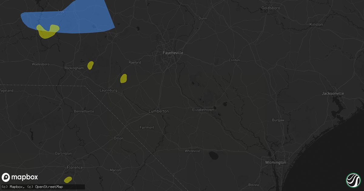 Hail map in Tar Heel, NC on August 21, 2026