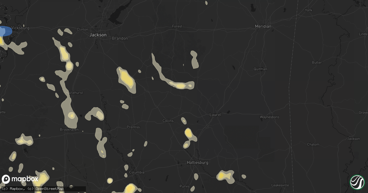 Hail map in Taylorsville, MS on August 21, 2026