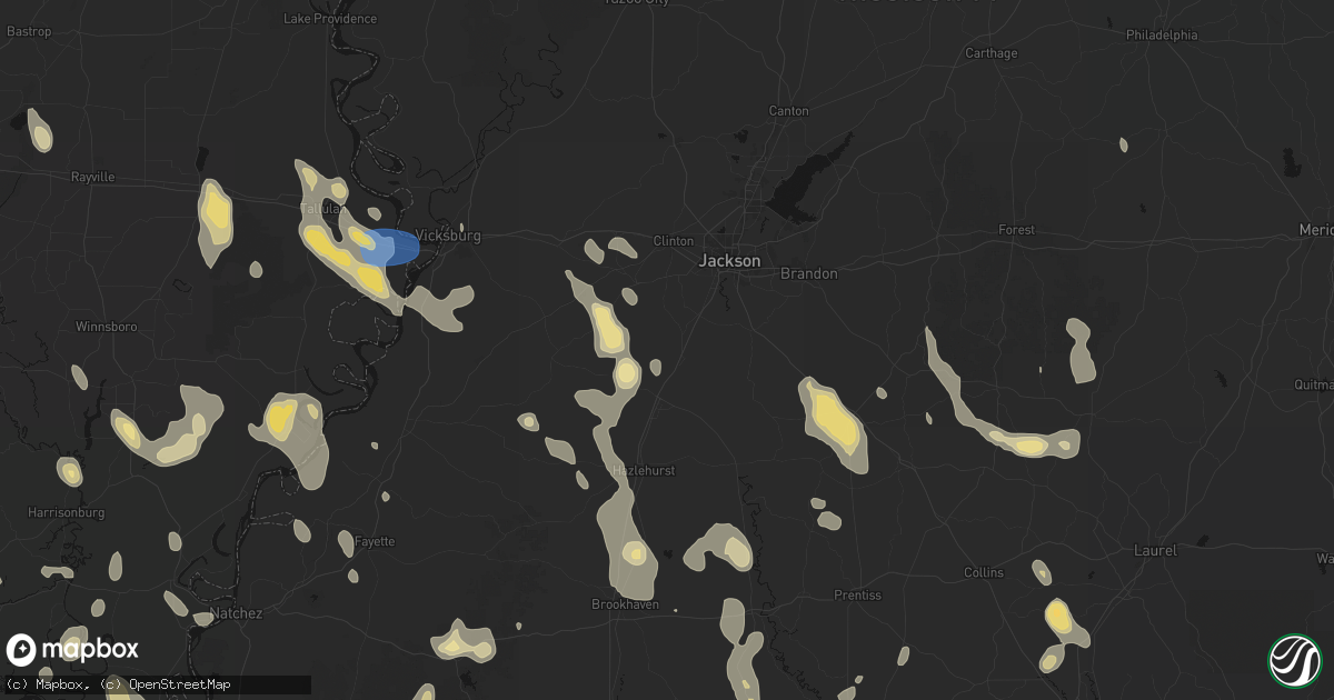Hail map in Terry, MS on August 21, 2026