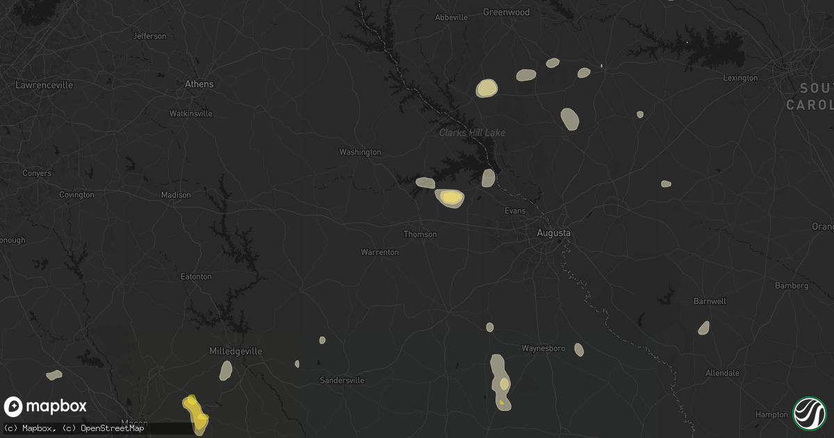 Hail map in Thomson, GA on August 21, 2026