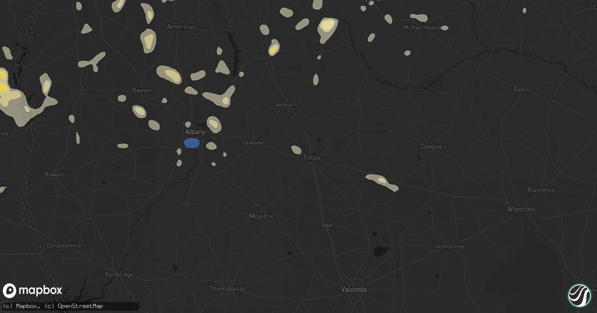 Hail map in Tifton, GA on August 21, 2026