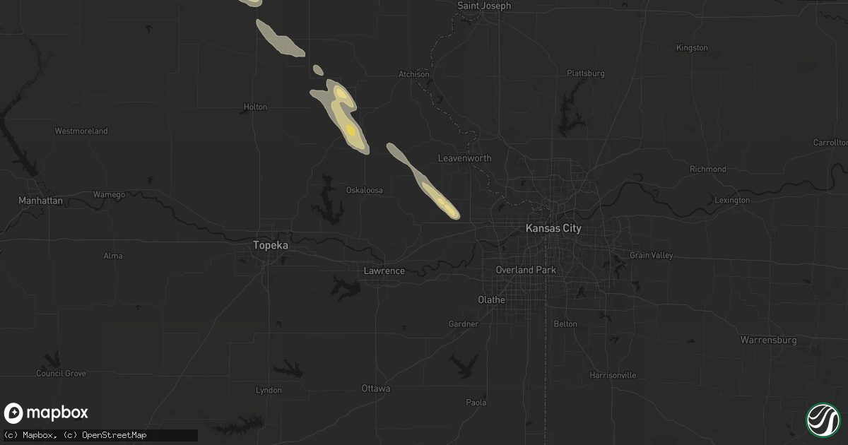 Hail map in Tonganoxie, KS on August 21, 2026