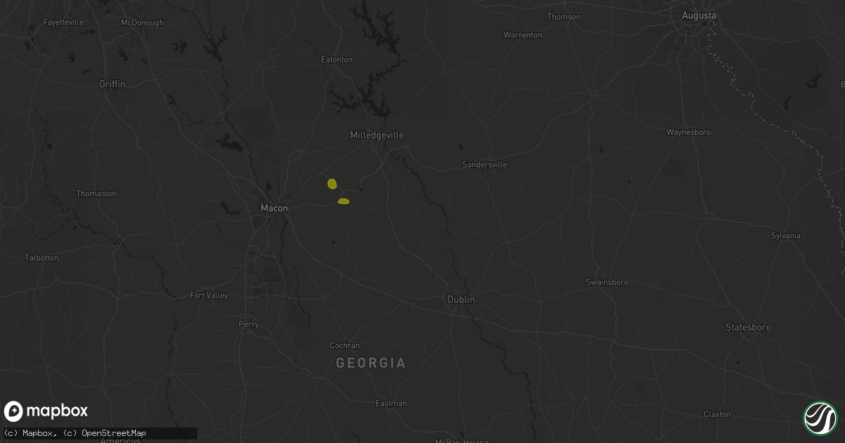 Hail map in Toomsboro, GA on August 21, 2026