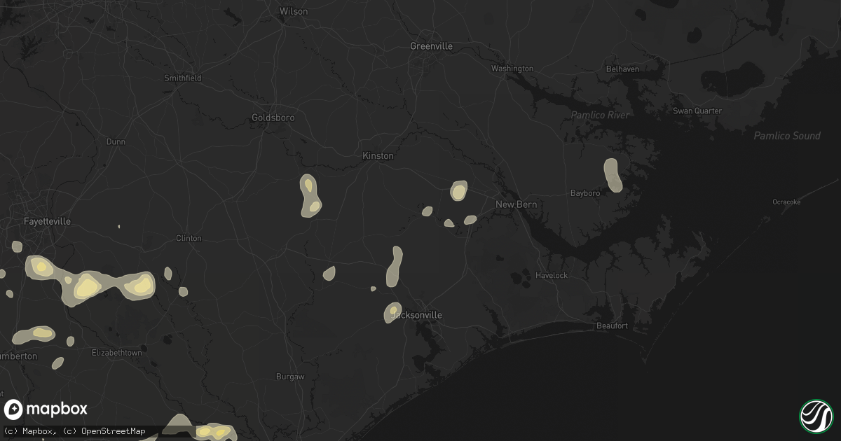 Hail map in Trenton, NC on August 21, 2026