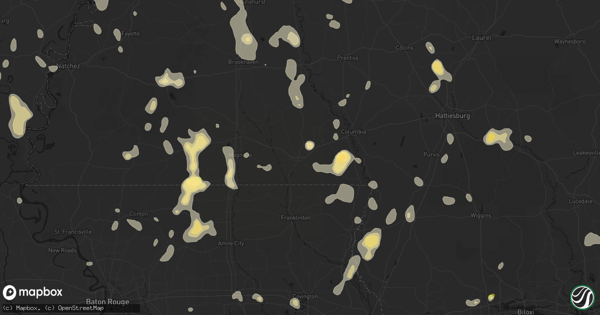 Hail map in Tylertown, MS on August 21, 2026