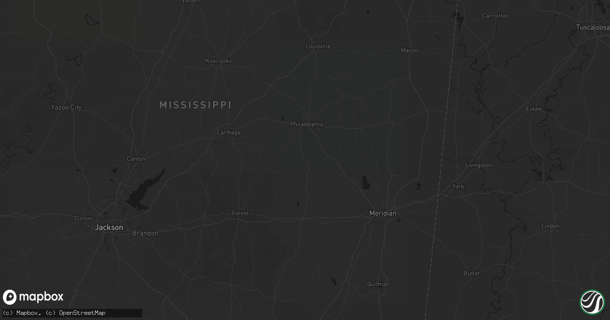 Hail map in Union, MS on August 21, 2026