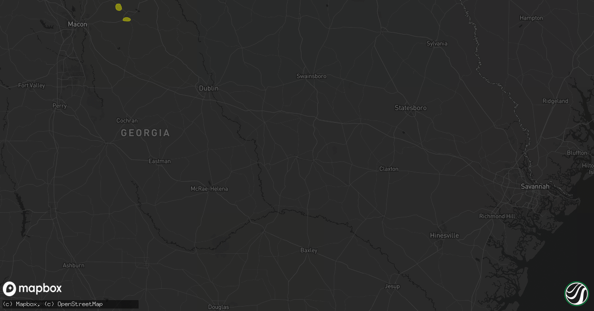 Hail map in Vidalia, GA on August 21, 2026