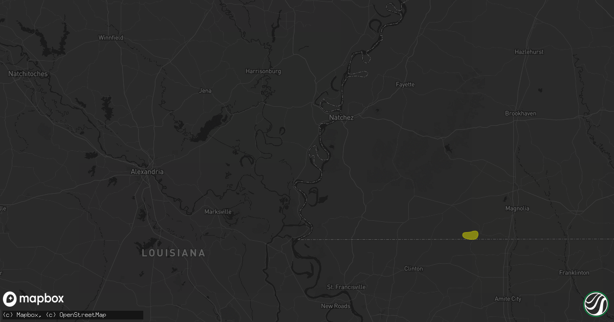 Hail map in Vidalia, LA on August 21, 2026
