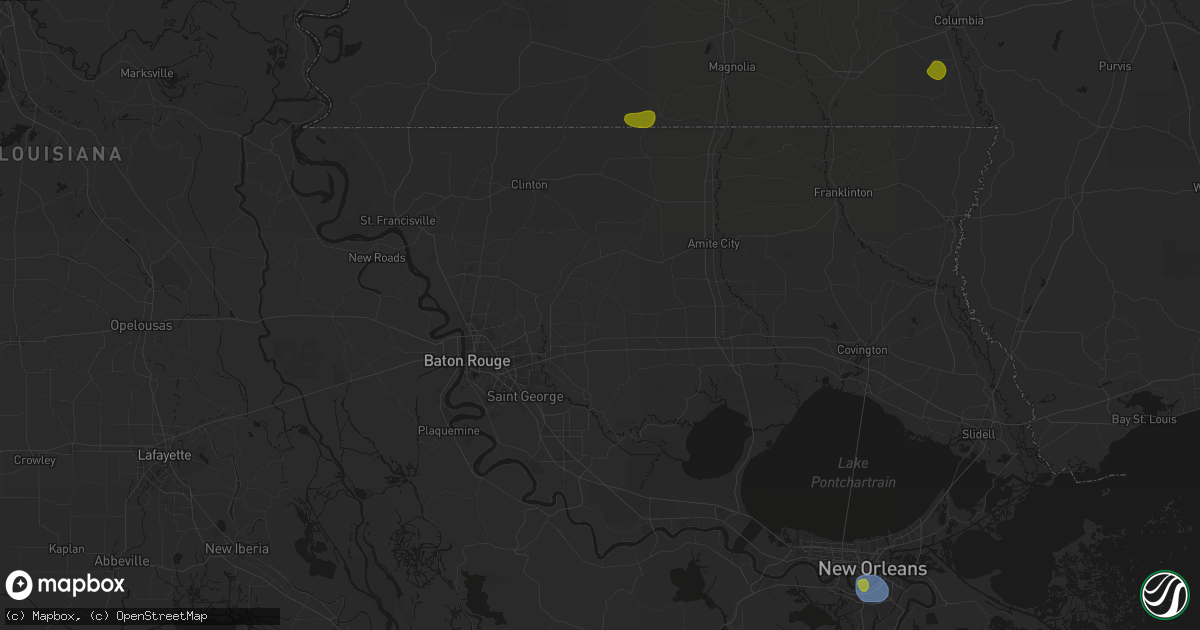 Hail map in Walker, LA on August 21, 2026