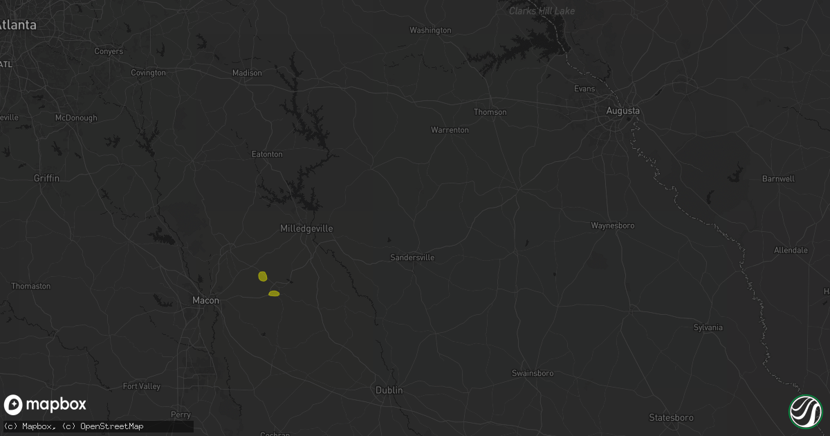 Hail map in Warthen, GA on August 21, 2026