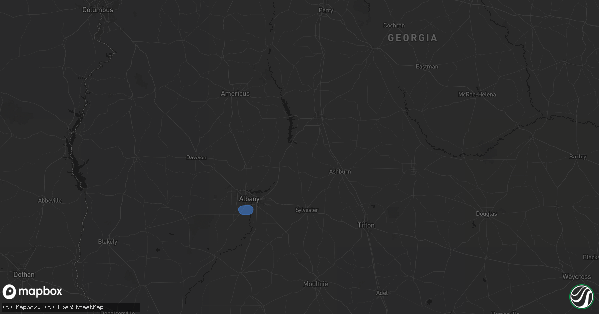Hail map in Warwick, GA on August 21, 2026