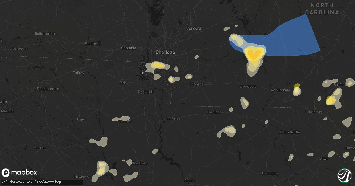 Hail map in Waxhaw, NC on August 21, 2026