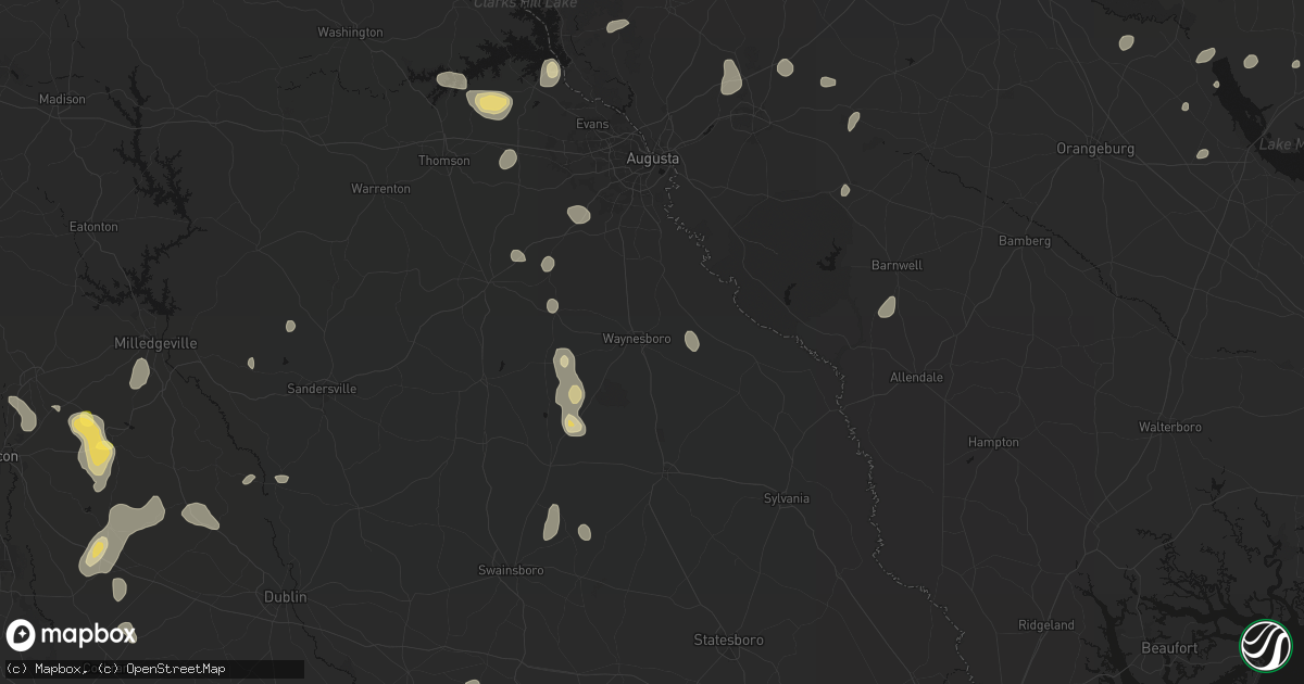 Hail map in Waynesboro, GA on August 21, 2026