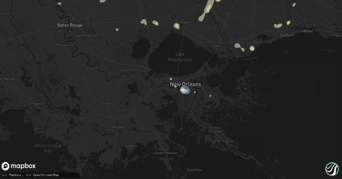 Hail map in Westwego, LA on August 21, 2026