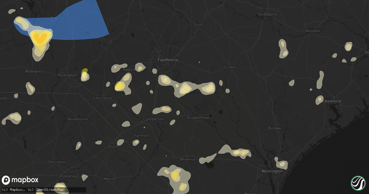 Hail map in White Oak, NC on August 21, 2026