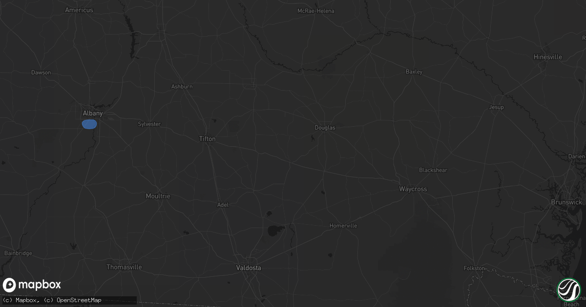Hail map in Willacoochee, GA on August 21, 2026