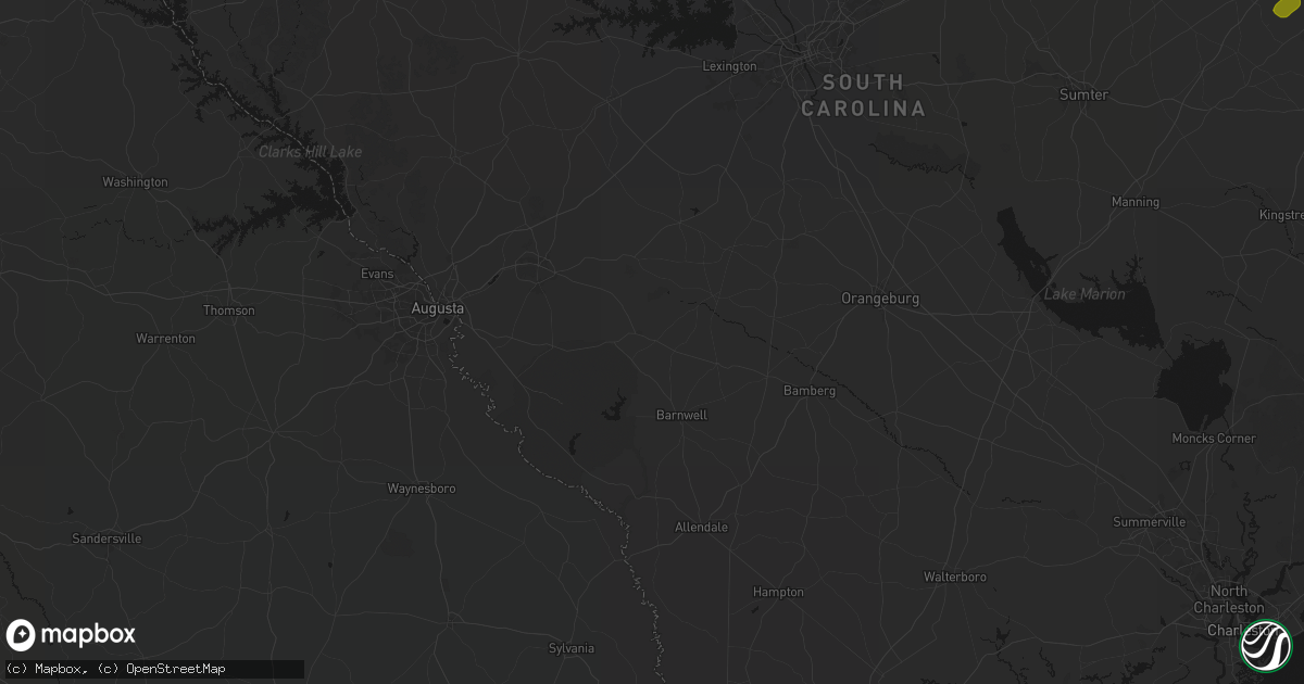 Hail map in Williston, SC on August 21, 2026