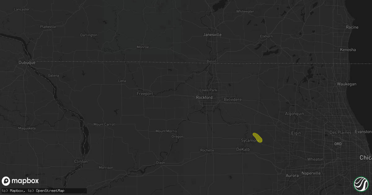 Hail map in Winnebago, IL on August 21, 2026