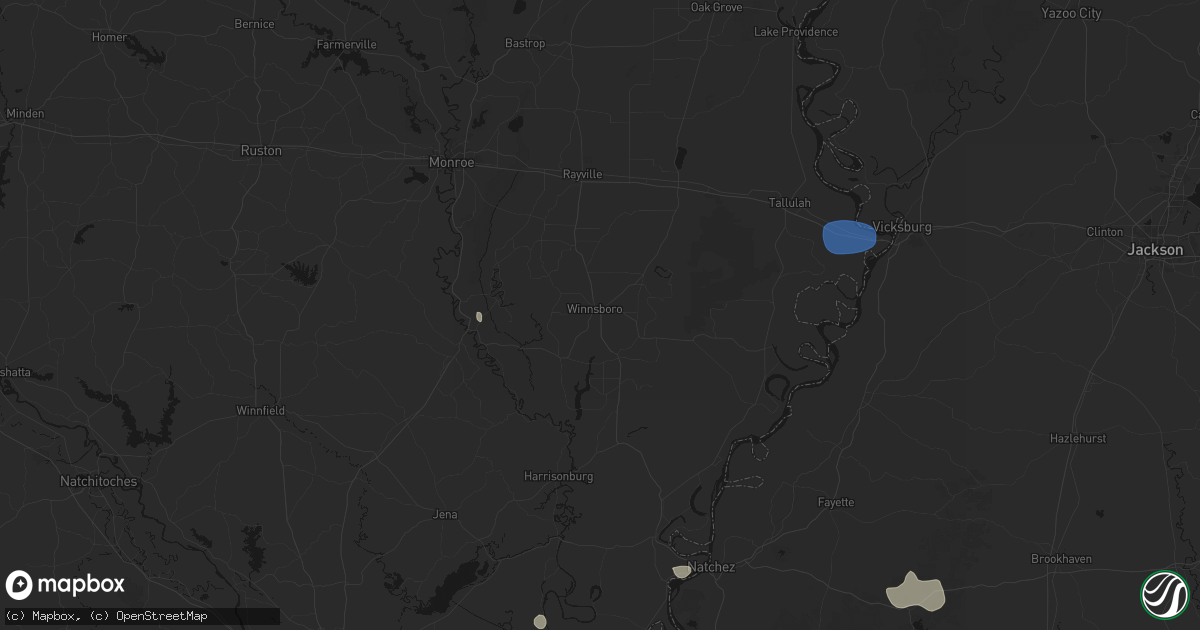 Hail map in Winnsboro, LA on August 21, 2026