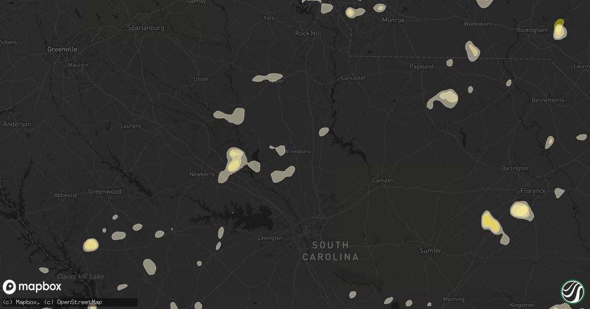 Hail map in Winnsboro, SC on August 21, 2026