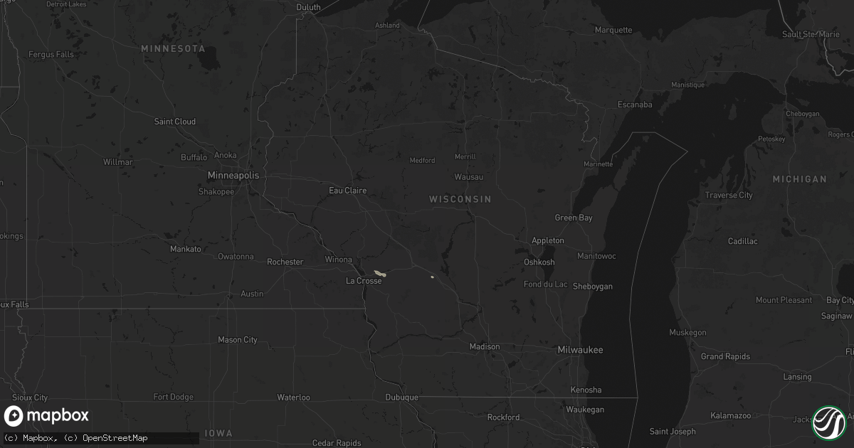 Hail map in Wisconsin on August 21, 2026