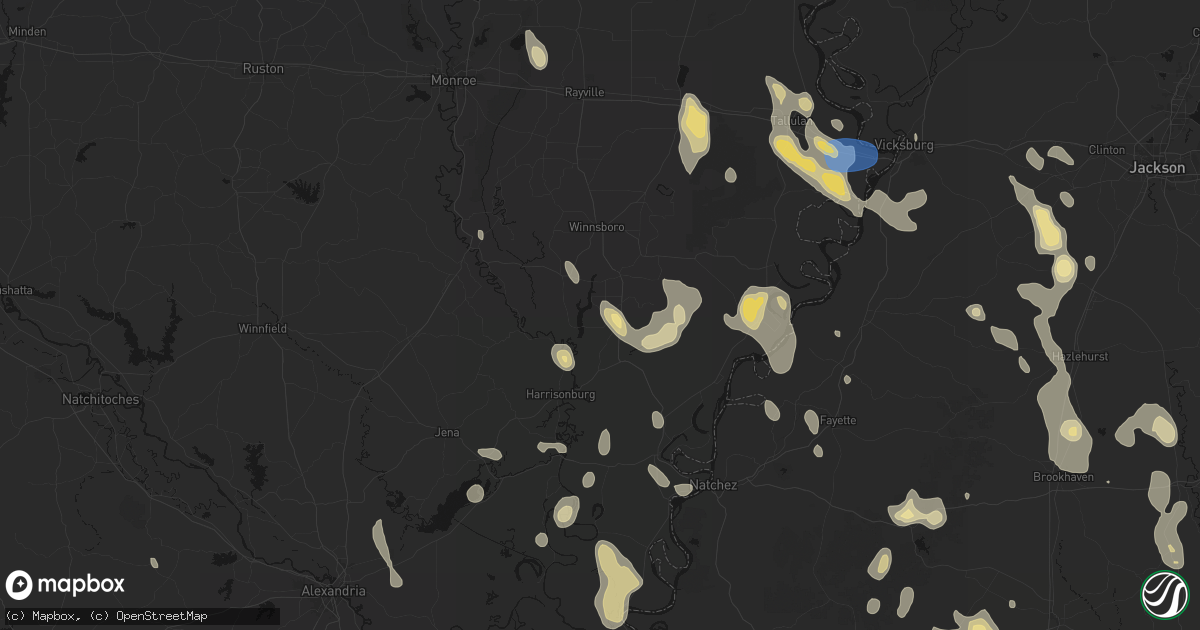Hail map in Wisner, LA on August 21, 2026