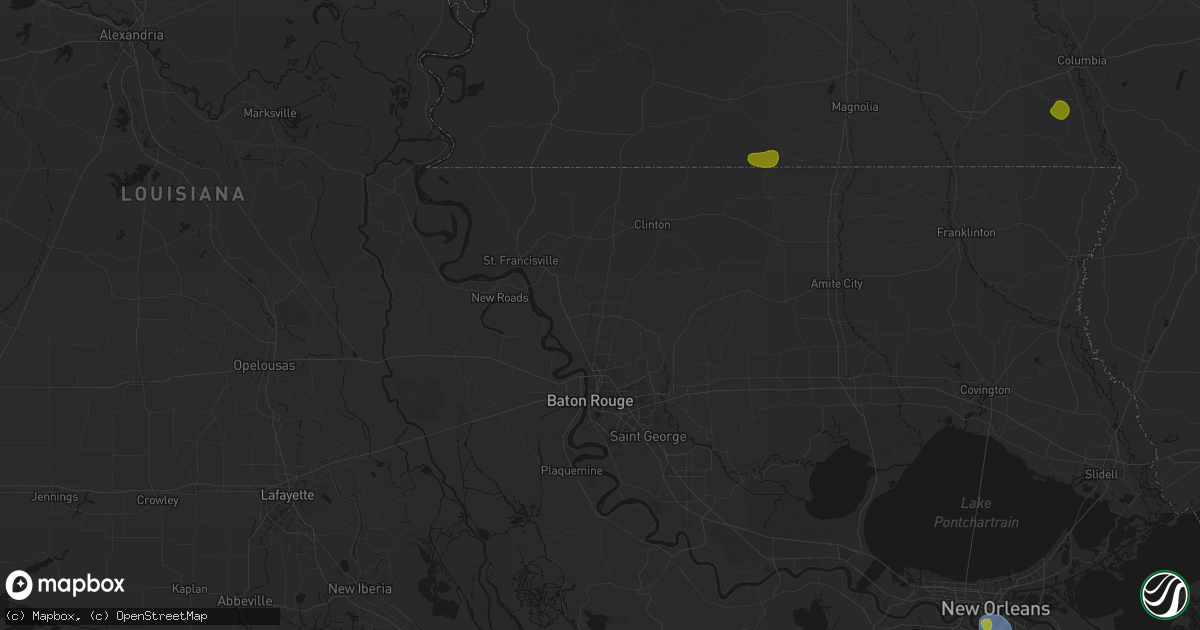 Hail map in Zachary, LA on August 21, 2026