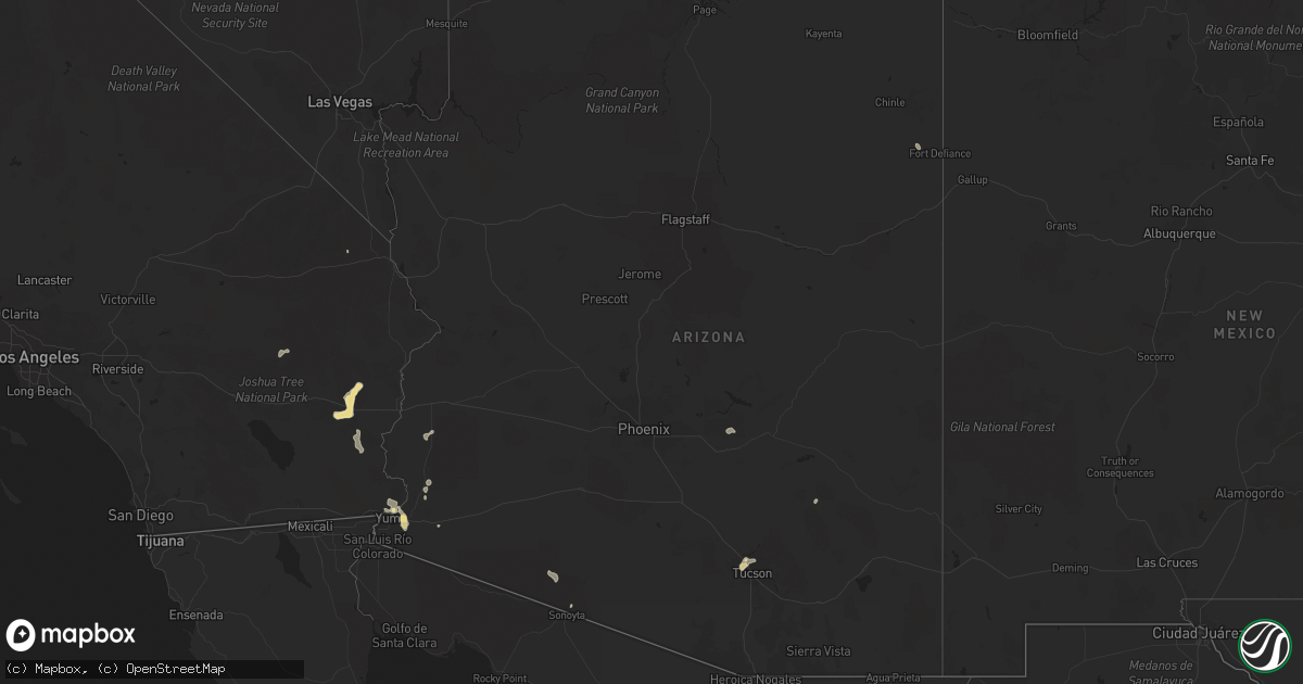 Hail map in Arizona on August 22, 2013