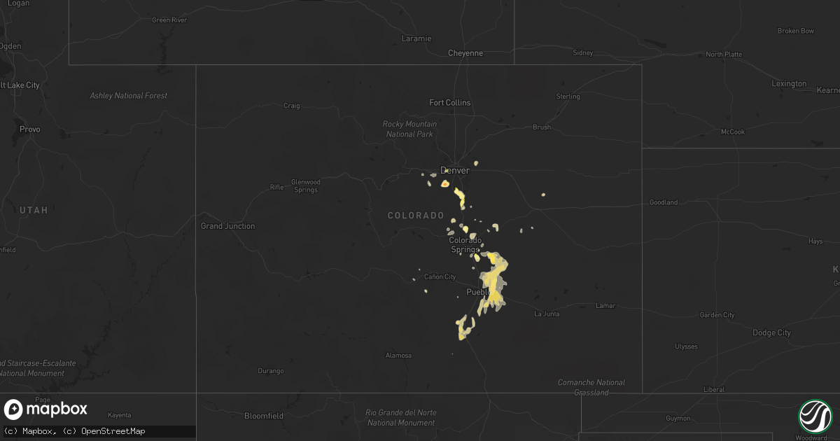 Hail map in Colorado on August 22, 2013