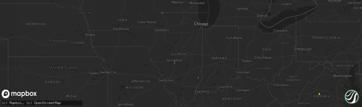 Hail map in Illinois on August 22, 2013