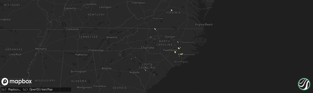 Hail map in North Carolina on August 22, 2013