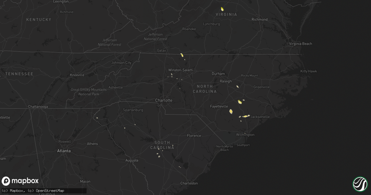 Hail map in North Carolina on August 22, 2013