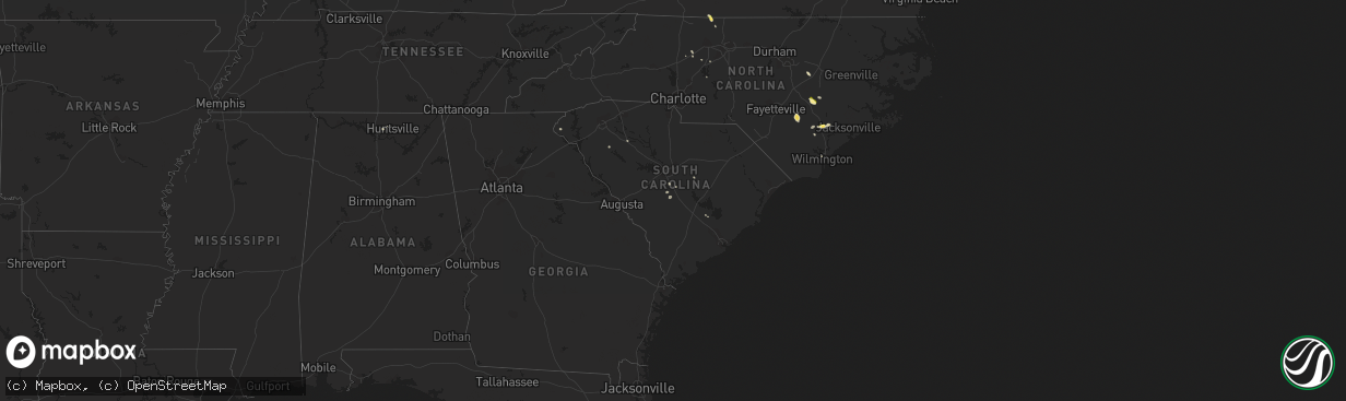 Hail map in South Carolina on August 22, 2013