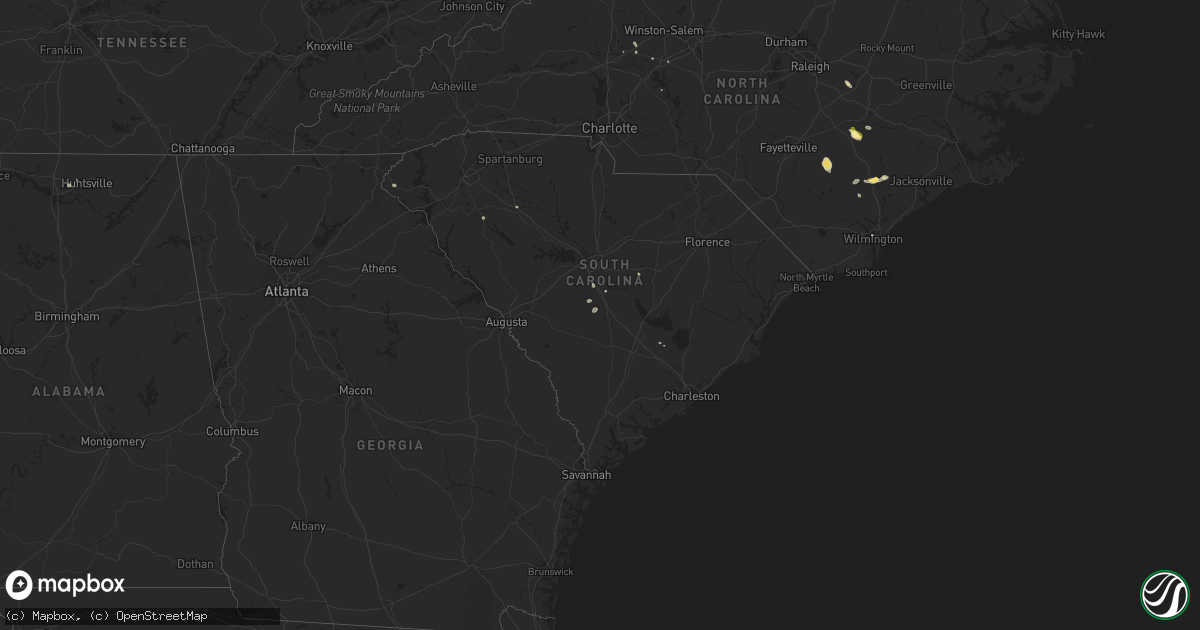 Hail map in South Carolina on August 22, 2013