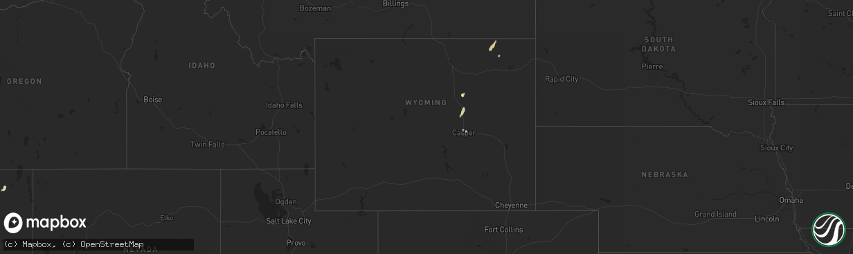 Hail map in Wyoming on August 22, 2013