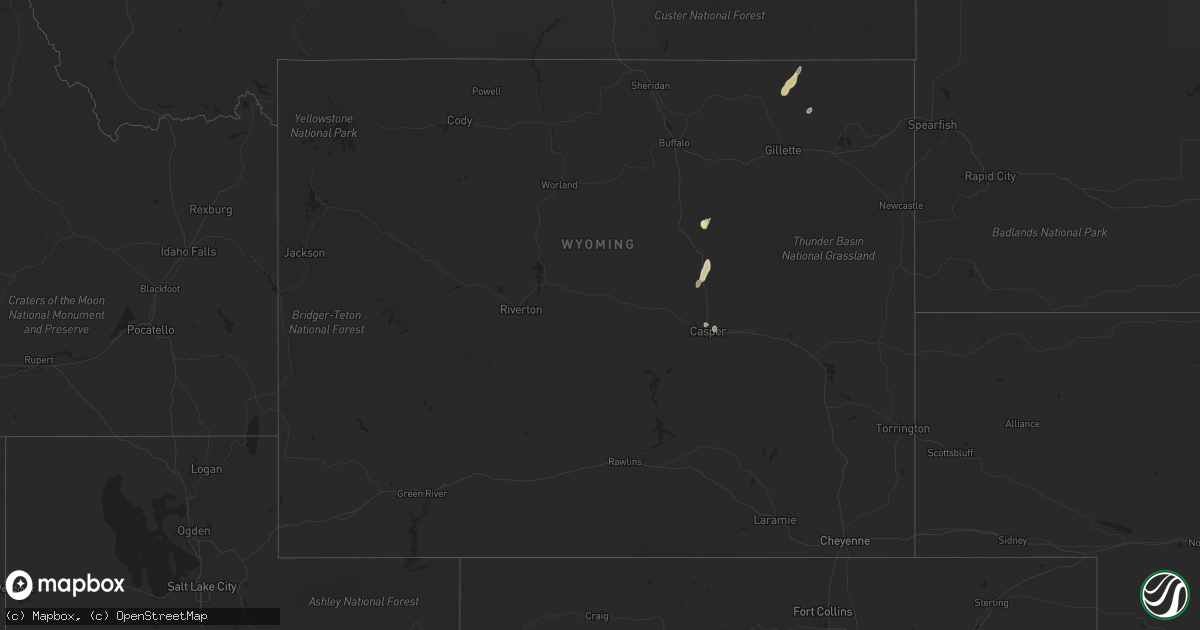 Hail map in Wyoming on August 22, 2013