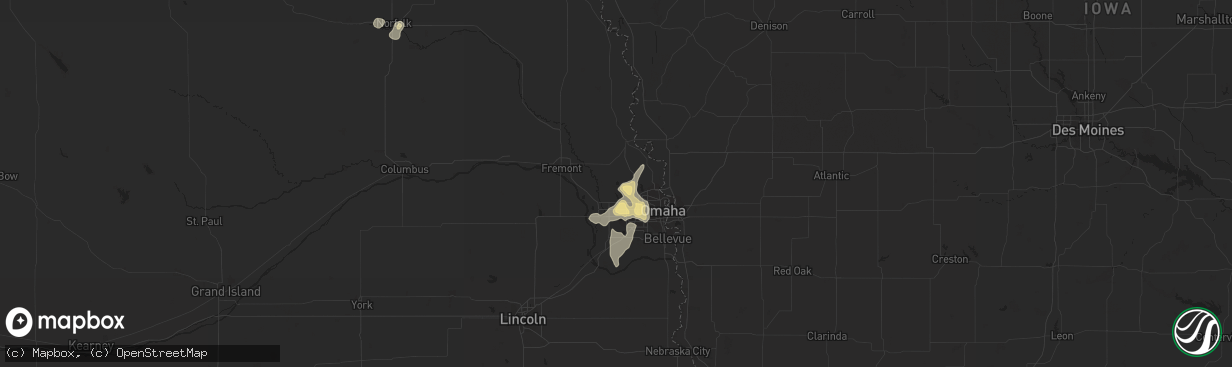 Hail map in Bennington, NE on August 22, 2014