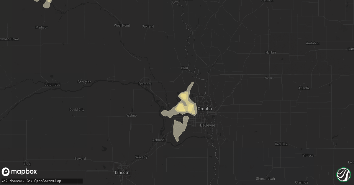 Hail map in Bennington, NE on August 22, 2014