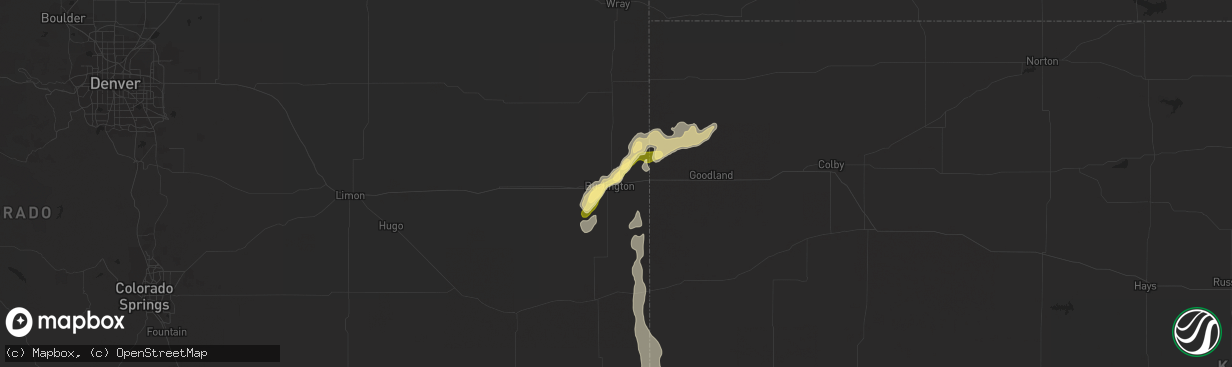 Hail map in Burlington, CO on August 22, 2014