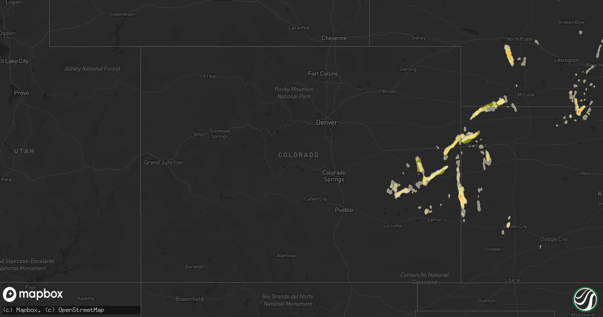Hail map in Colorado on August 22, 2014