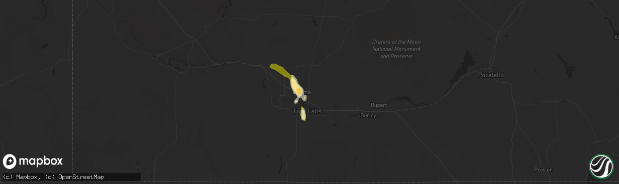 Hail map in Jerome, ID on August 22, 2014