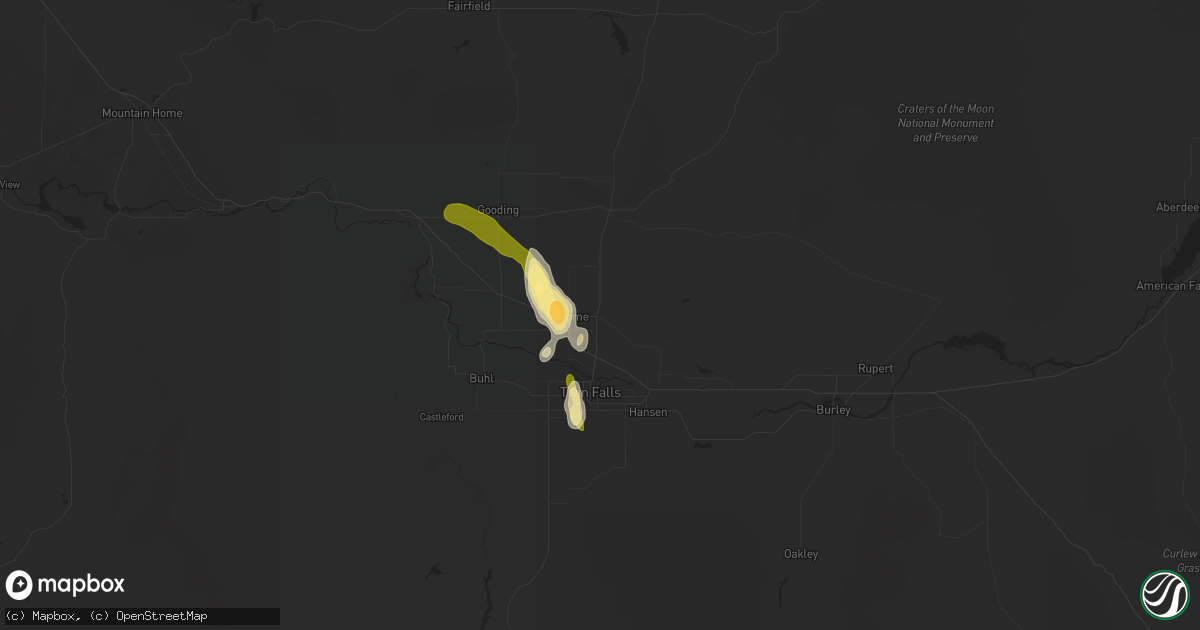 Hail map in Jerome, ID on August 22, 2014
