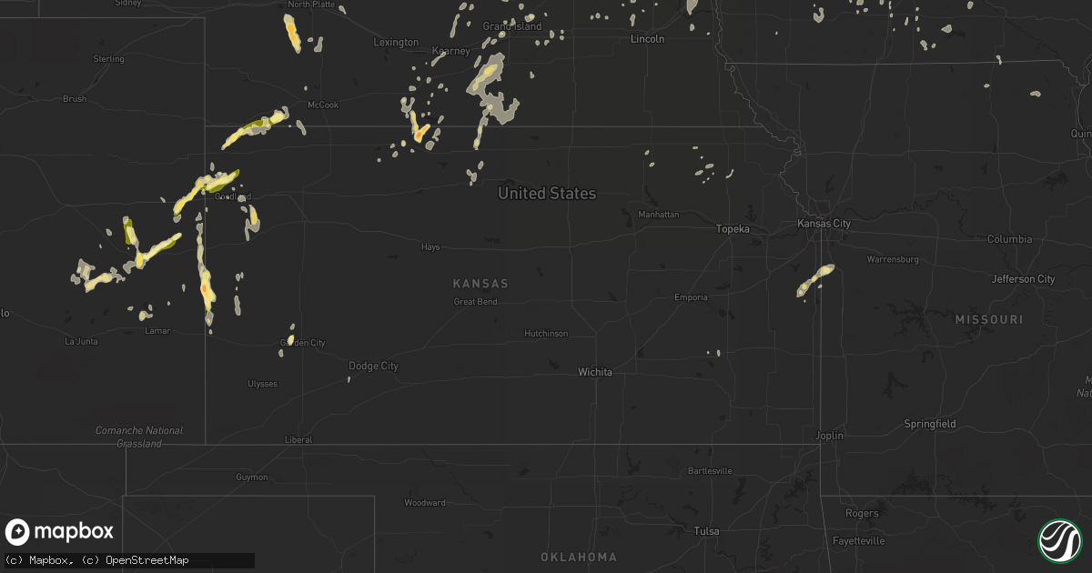 Hail map in Kansas on August 22, 2014