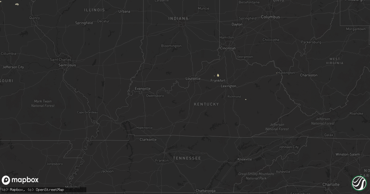 Hail map in Kentucky on August 22, 2014