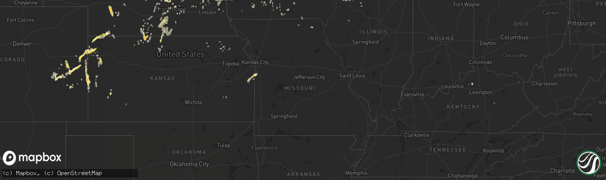 Hail map in Missouri on August 22, 2014