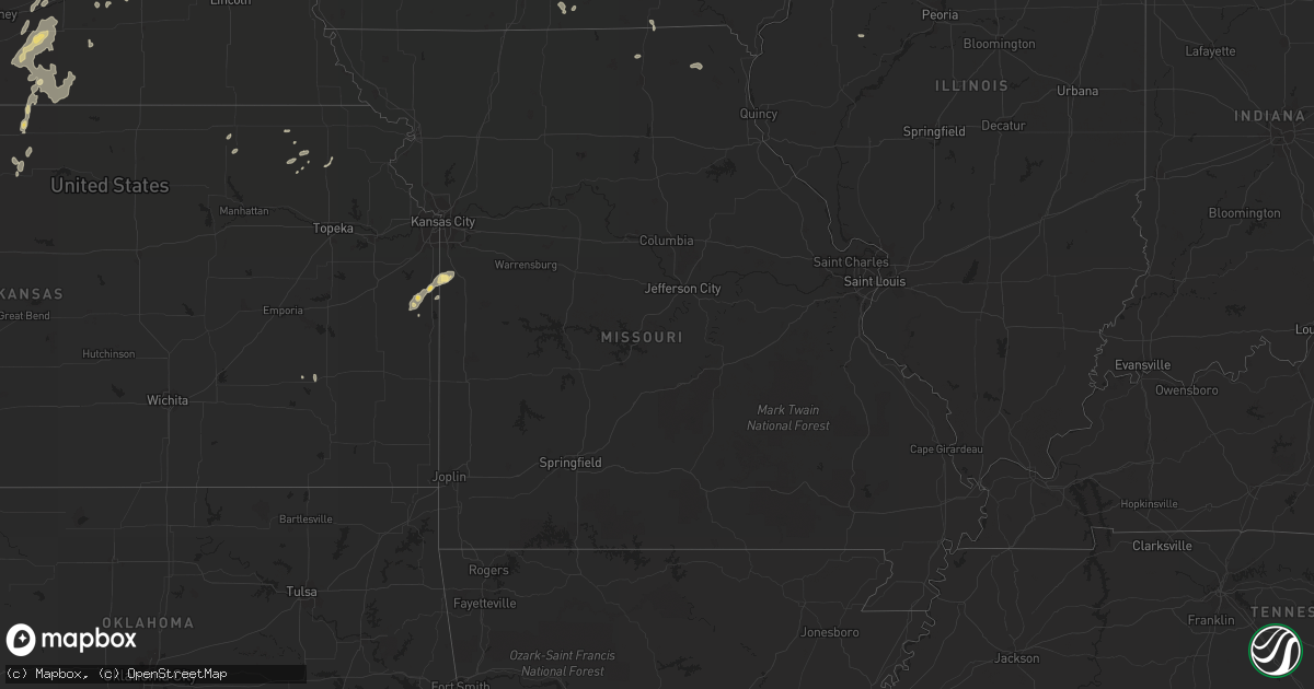 Hail map in Missouri on August 22, 2014