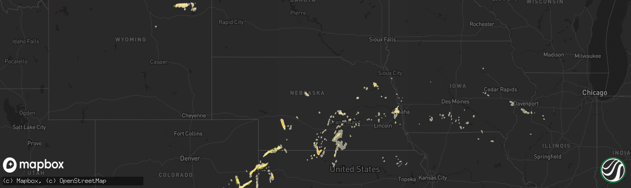 Hail map in Nebraska on August 22, 2014